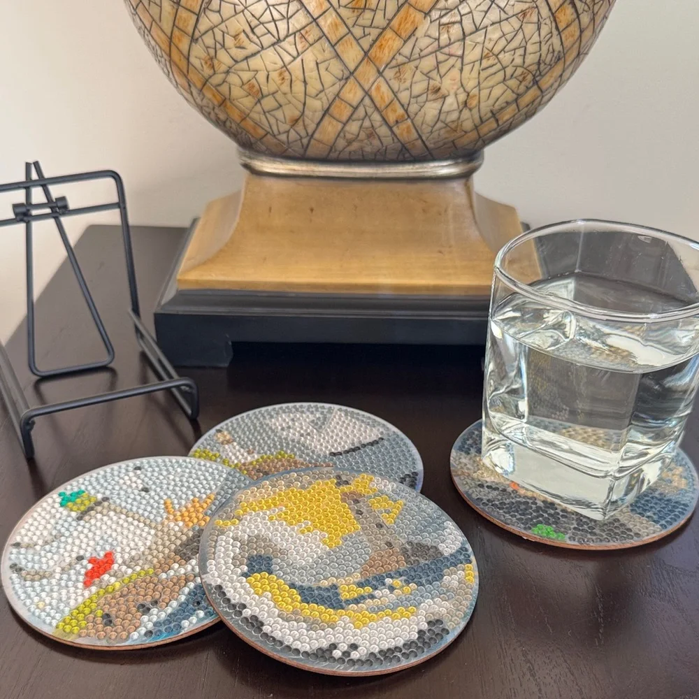 🌊 Handcrafted Lighthouse Ocean Diamond Art Coasters – Set of 4 Gift Ready - Picture 3 of 6